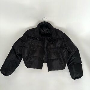 Black Cropped Puffer Jacket